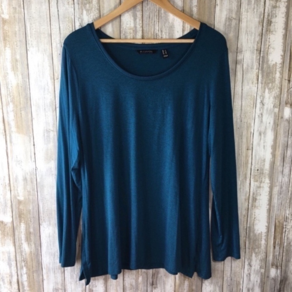 H By Halston Turquoise Long Sleeve Blouse